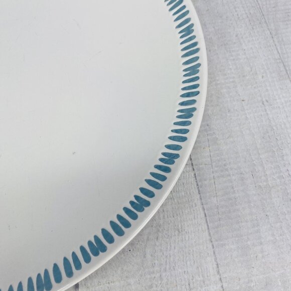 Rachael Ray SUN DAISY L008 Handpainted Blue Lines Stoneware Dinner Plate Set 4 - Picture 14 of 16